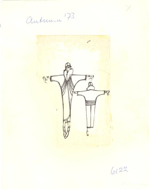 Drawing of Coat for Autumn 1973 Collection