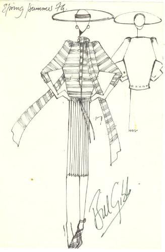 Drawing of Blouse and Pleated Skirt for Spring/Summer 1974 Collection