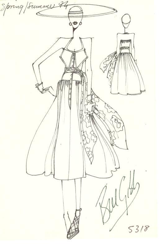 Drawing of Halter-Neck Dress for Spring/Summer 1974 Collection