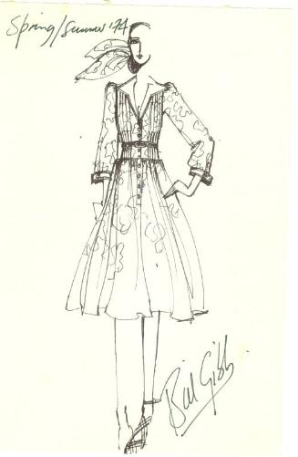 Drawing of Drop-Waist Dress for Spring/Summer 1974 Collection