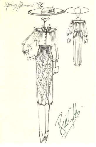 Drawing of Blouse and Skirt for Spring/Summer 1974 Collection