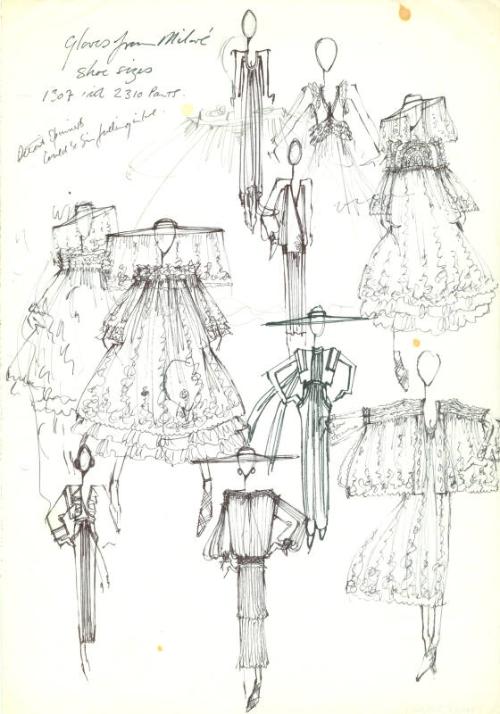 Multidrawing of Dresses for the Spring/Summer 1974 Collection