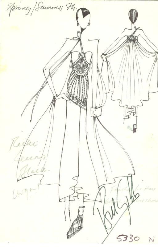 Drawing of Dress for the Spring/Summer 1974 Collection