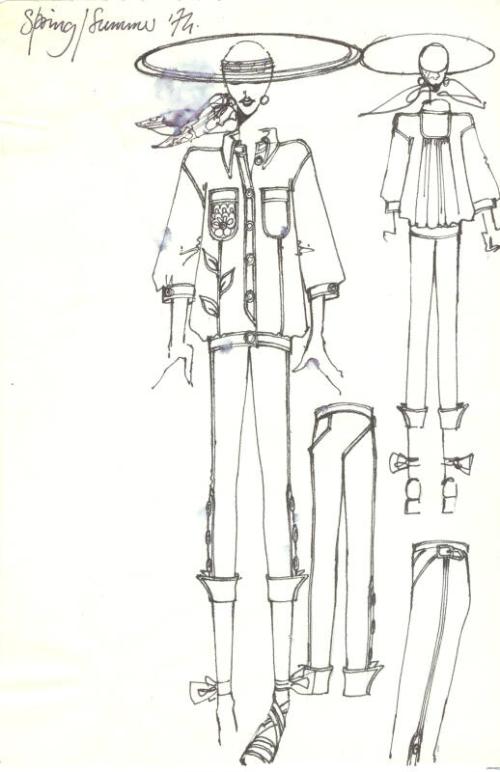 Drawing of Shirt and Trousers for the Spring/Summer 1974 Collection