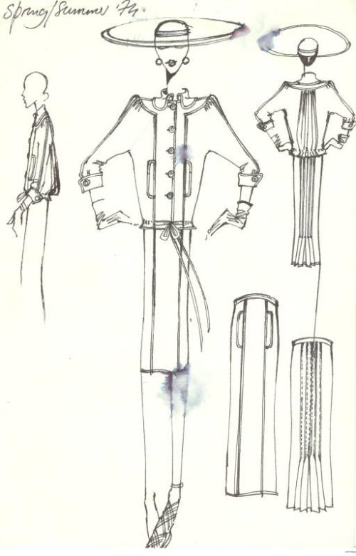 Drawing of Top and Skirt for the Spring/Summer 1974 Collection