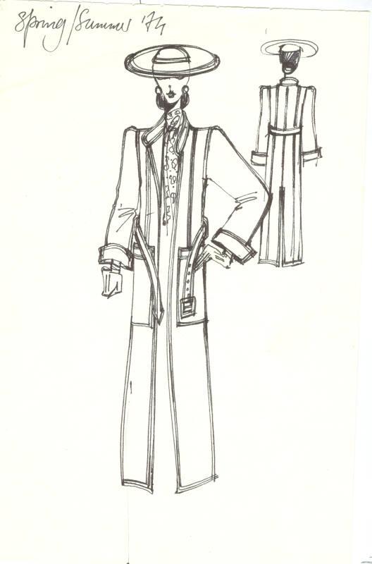 Drawing of Coat for the Spring/Summer 1974 Collection