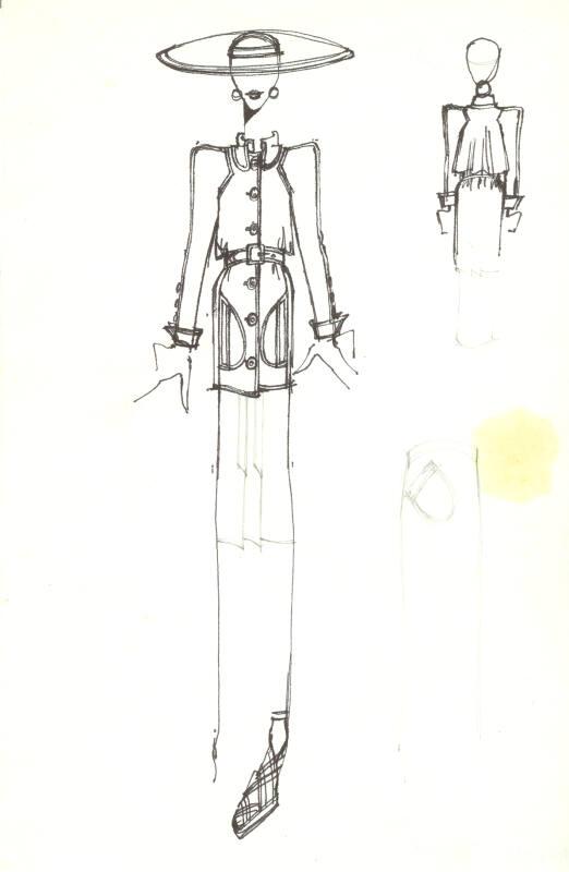 Drawing of Jacket and Skirt for the Spring/Summer 1974 Collection