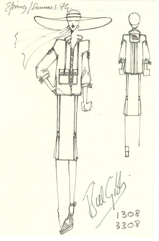 Drawing of Jacket and Skirt for the Spring/Summer 1974 Collection