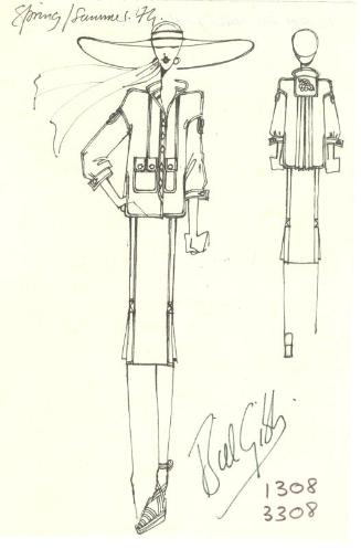 Drawing of Jacket and Skirt for the Spring/Summer 1974 Collection