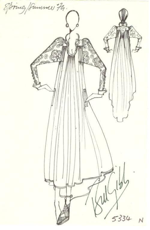 Drawing of Dress for the Spring/Summer 1974 Collection