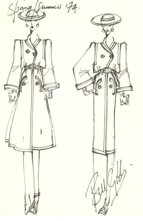 Drawing of 2 Coats for the Spring/Summer 1974 Collection