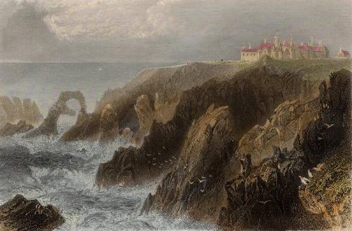 Slaines Castle, Peterhead (View Of Castle From The North) 
by R Brandard 