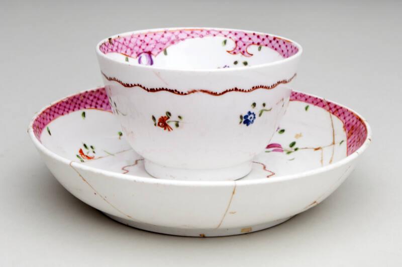 Pink Scale Pattern Cup and Saucer (2)