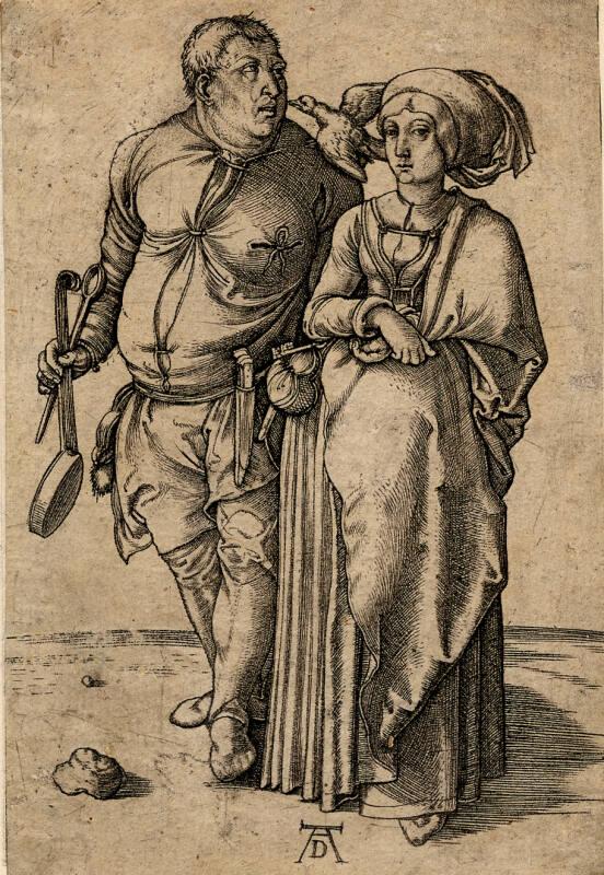 Man And Woman, Bird On Man's Shoulder - After Albrecht Durer