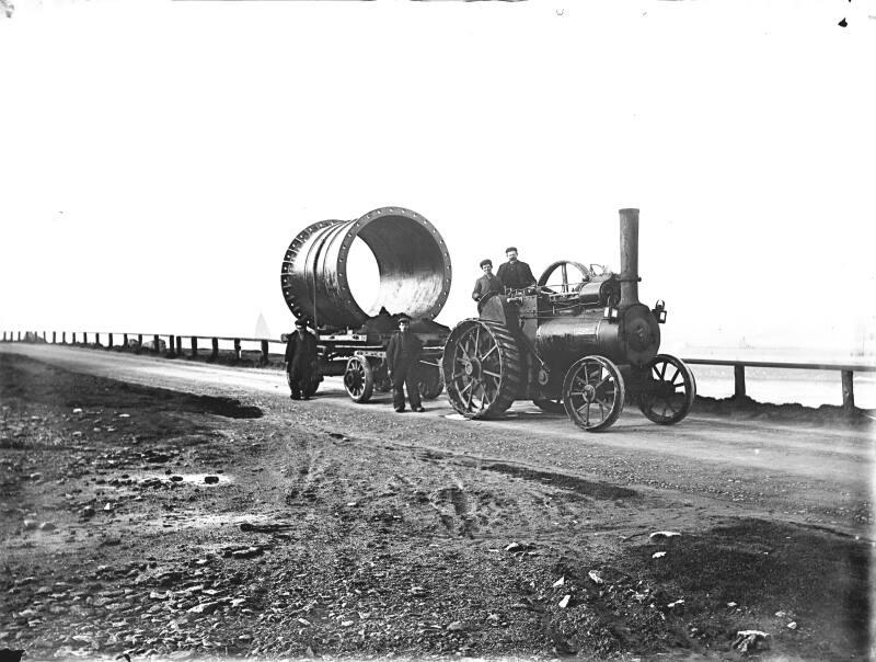 Traction Engine Pulling a 7 Feet Diameter Section of Sewerage Outfall Pipe