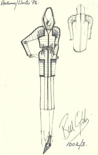 Drawing of Hooded Jacket for Autumn/ Winter 1974 Collection