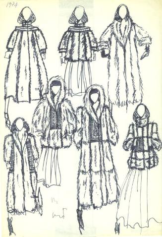 Drawing of Fur Coats for the 1974 Collection