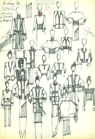Multidrawing of Knitted Tops for 1974 Collection