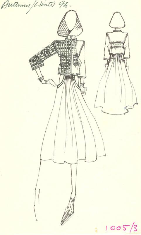 Drawing of Top and Skirt for Autumn/Winter 1974 Collection