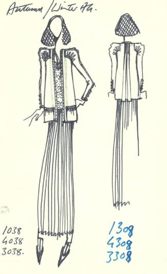 Drawing of Jacket, Top and Skirt for Autumn/Winter 1974 Collection