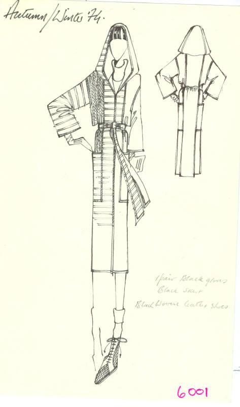 Drawing of Coat for the Autumn/Winter 1974 Collection