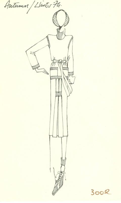 Drawing of Jumper and Skirt for the Autumn/Winter 1974 Collection