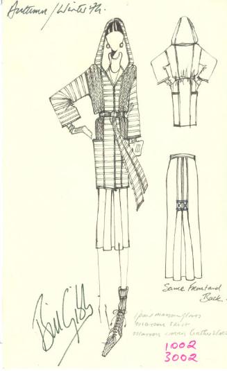 Drawing of Coat and Skirt for the Autumn/Winter 1974 Collection