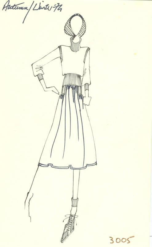 Drawing of Jumper and Skirt for the Autumn/Winter 1974 Collection