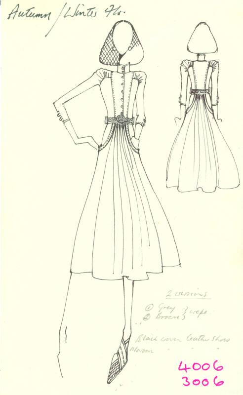 Drawing of Top and Skirt for the Autumn/Winter 1974 Collection