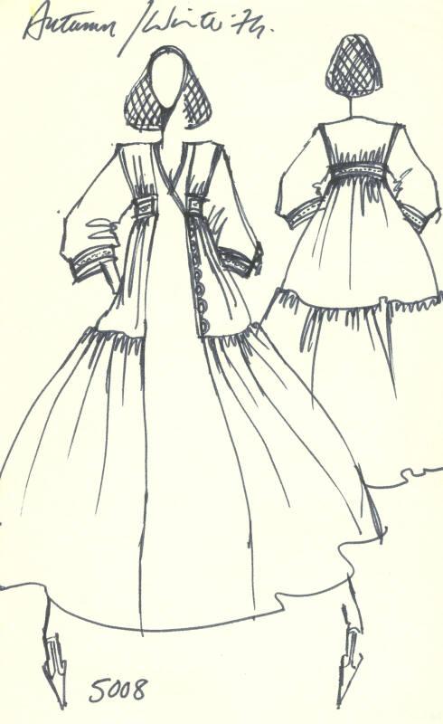 Drawing of Dress for the Autumn/Winter 1974 Collection