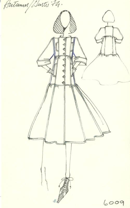 Drawing of Dress for the Autumn/Winter 1974 Collection