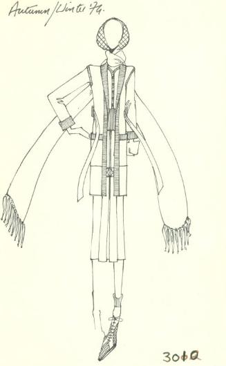 Drawing of Top, Skirt and Cardigan for the Autumn/Winter 1974 Collection