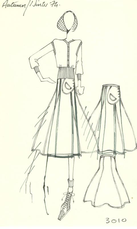 Drawing of Jumper and Skirt for the Autumn/Winter 1974 Collection