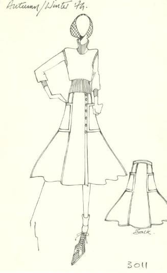Drawing of Jumper and Skirt for the Autumn/Winter 1974 Collection