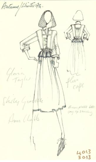 Drawing of Blouse and Skirt for the Autumn/Winter 1974 Collection