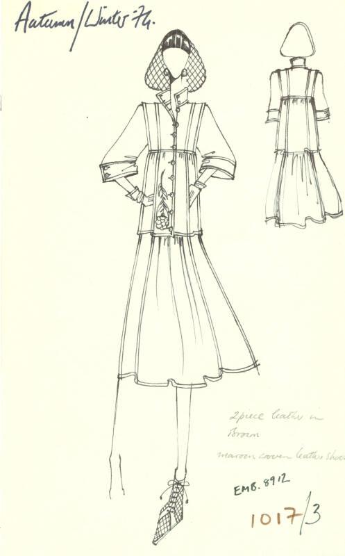 Drawing of Jacket and Skirt for the Autumn/Winter 1974 Collection