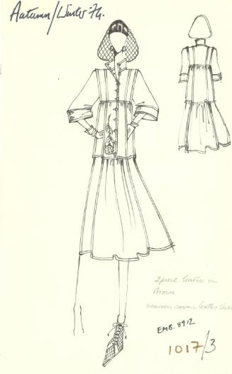 Drawing of Jacket and Skirt for the Autumn/Winter 1974 Collection