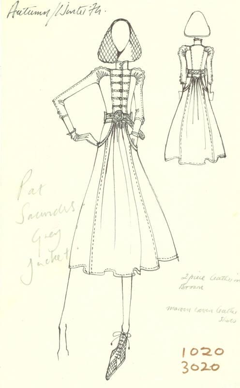 Drawing of Blouse and Skirt for the Autumn/Winter 1974 Collection