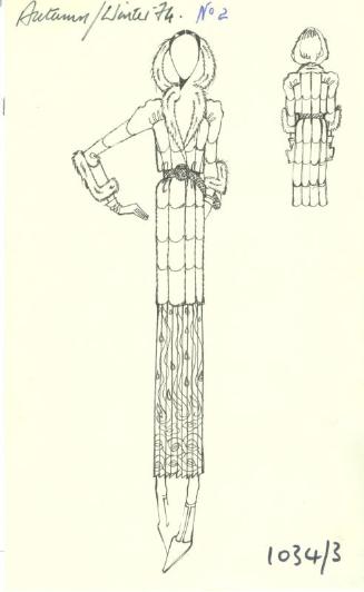 Drawing of Jacket and Skirt for the Autumn/Winter 1974 Collection