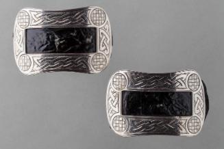 Pair of Silver and Leather Buckles
