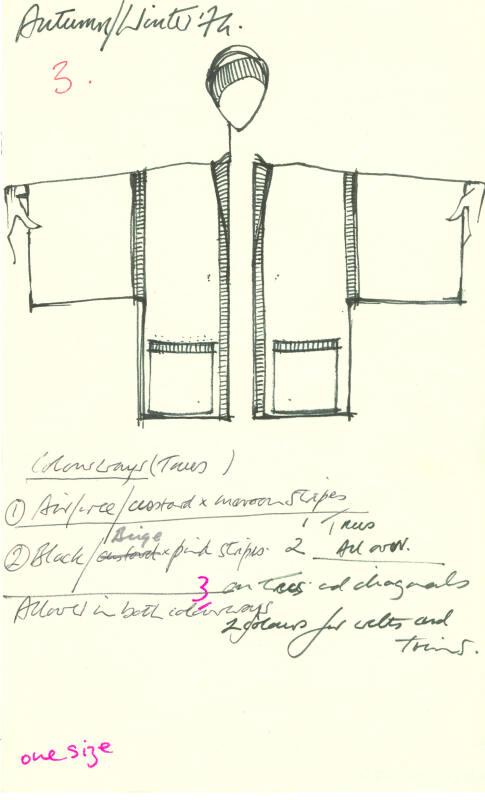 Drawing of Kimono for the Autumn/Winter 1974 Collection