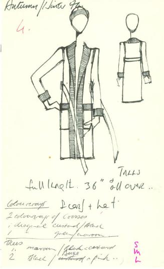 Drawing of Cardigan for the Autumn/Winter 1974 Collection