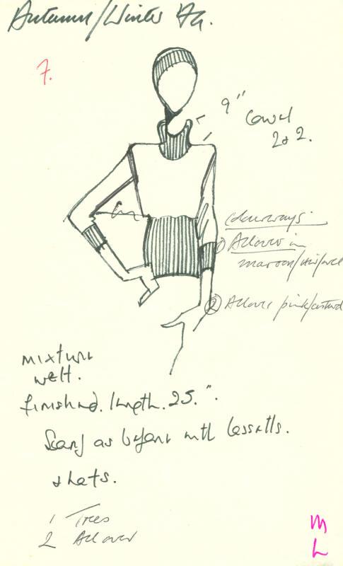 Drawing of Jumper for the Autumn/Winter 1974 Collection