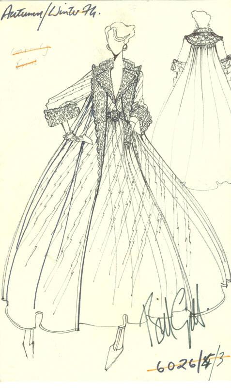 Drawing of Dress and Coat for the Autumn/Winter 1974 Collection