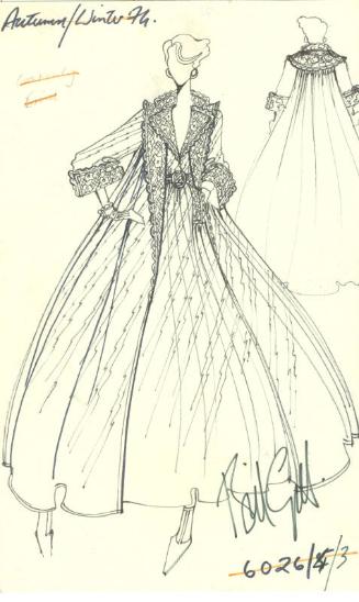 Drawing of Dress and Coat for the Autumn/Winter 1974 Collection