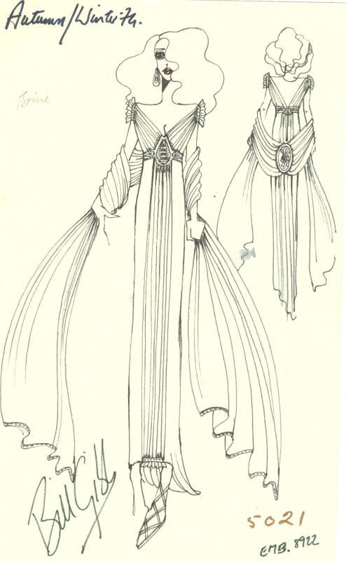 Drawing of Dress for the Autumn/Winter 1974 Collection