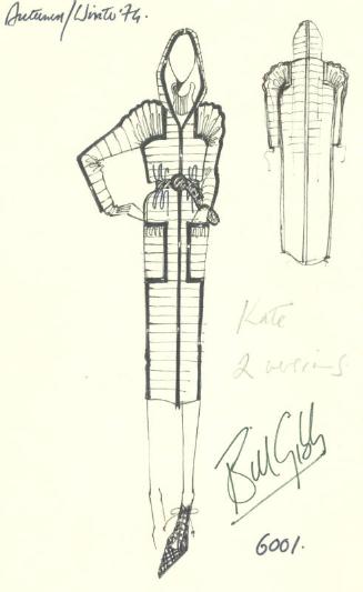 Drawing of Coat for the Autumn/Winter 1974 Collection