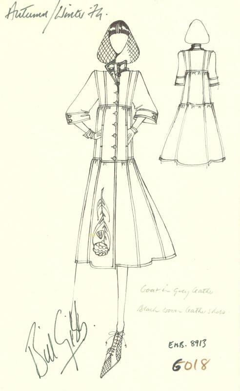 Drawing of Coat for the Autumn/Winter 1974 Collection