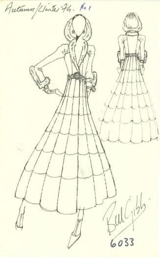 Drawing of Coat for the Autumn/Winter 1974 Collection