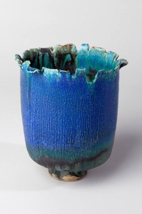 Medium Blue Vase, Thrown